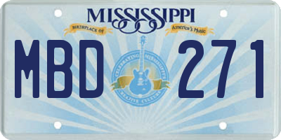 MS license plate MBD271