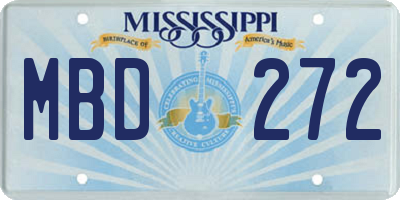 MS license plate MBD272