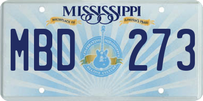 MS license plate MBD273