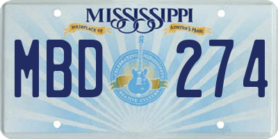 MS license plate MBD274