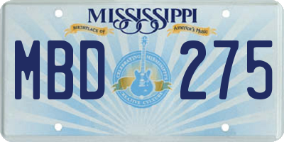 MS license plate MBD275