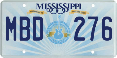MS license plate MBD276