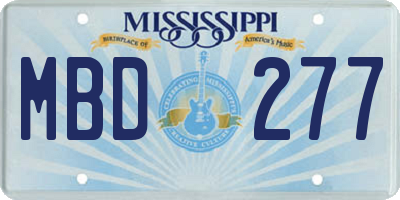 MS license plate MBD277