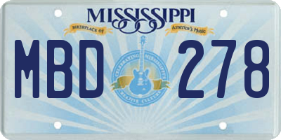 MS license plate MBD278
