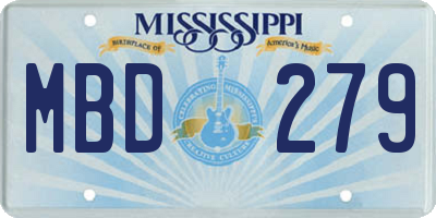 MS license plate MBD279