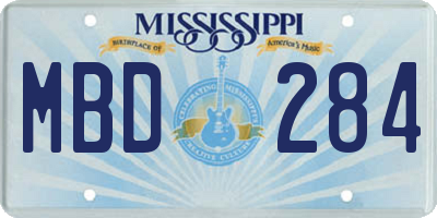 MS license plate MBD284