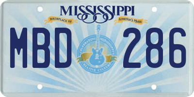 MS license plate MBD286