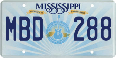 MS license plate MBD288