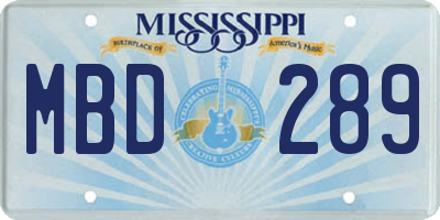 MS license plate MBD289