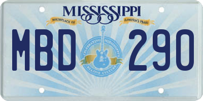 MS license plate MBD290