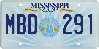 MS license plate MBD291