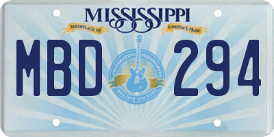 MS license plate MBD294