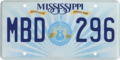 MS license plate MBD296