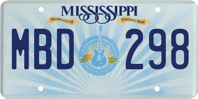 MS license plate MBD298