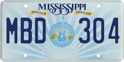MS license plate MBD304