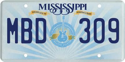 MS license plate MBD309