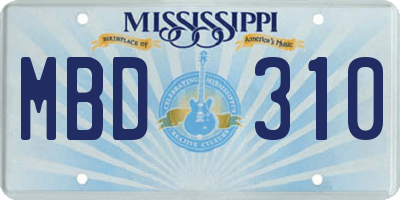 MS license plate MBD310