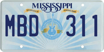 MS license plate MBD311