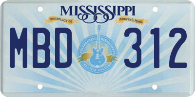MS license plate MBD312