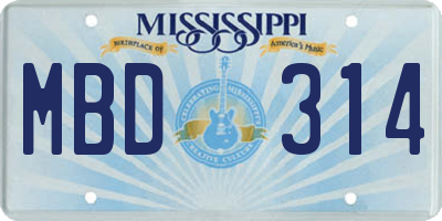 MS license plate MBD314