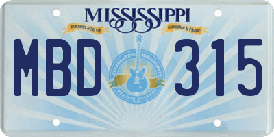 MS license plate MBD315