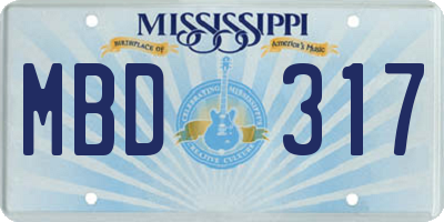 MS license plate MBD317