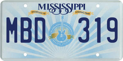 MS license plate MBD319