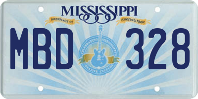 MS license plate MBD328