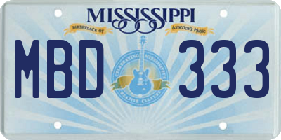 MS license plate MBD333