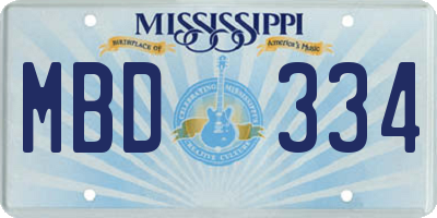 MS license plate MBD334