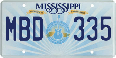 MS license plate MBD335
