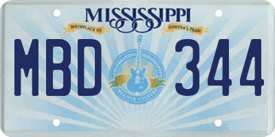 MS license plate MBD344