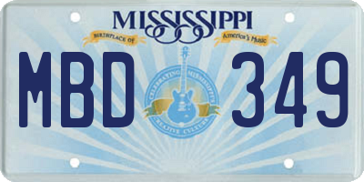 MS license plate MBD349