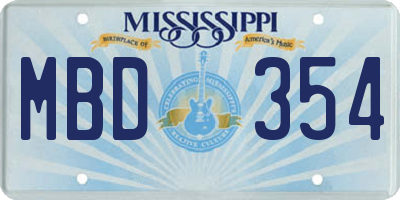 MS license plate MBD354