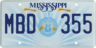 MS license plate MBD355
