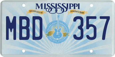 MS license plate MBD357