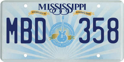 MS license plate MBD358