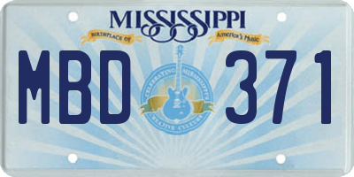 MS license plate MBD371