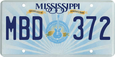 MS license plate MBD372