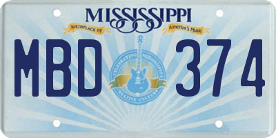 MS license plate MBD374