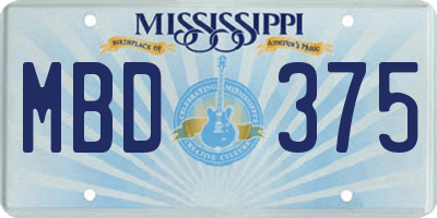 MS license plate MBD375