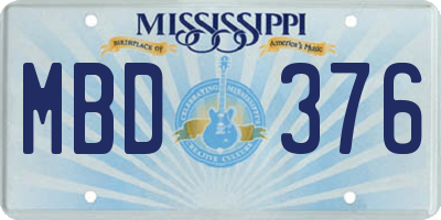 MS license plate MBD376
