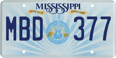 MS license plate MBD377