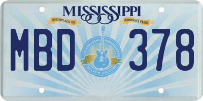 MS license plate MBD378