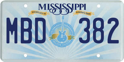 MS license plate MBD382
