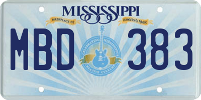 MS license plate MBD383