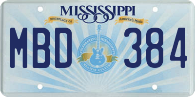 MS license plate MBD384