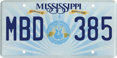 MS license plate MBD385