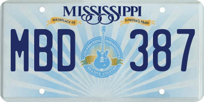 MS license plate MBD387