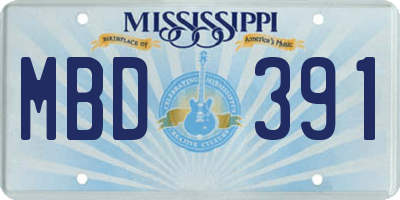 MS license plate MBD391